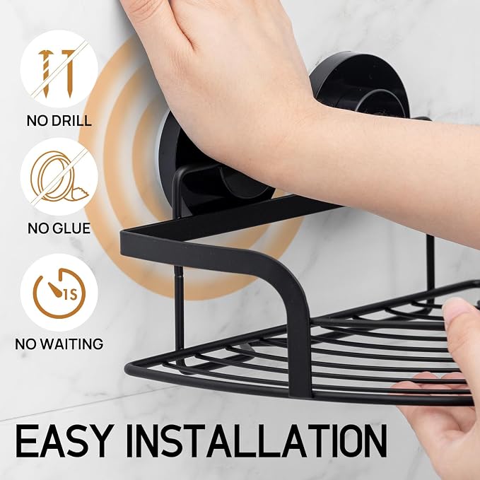 LEVERLOC 2 Pack Strong Suction Cup Corner Shower Caddy, Large Capacity - Image 2