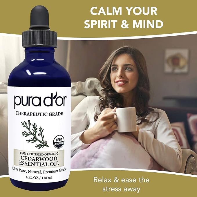 PURA D'OR Organic Cedarwood Essential Oil 100% Pure & Natural Therapeutic Grade - Image 2