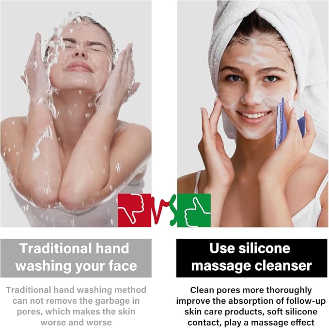 2 Pack Face Scrubber, Silicone Facial Cleansing Brush - Image 5