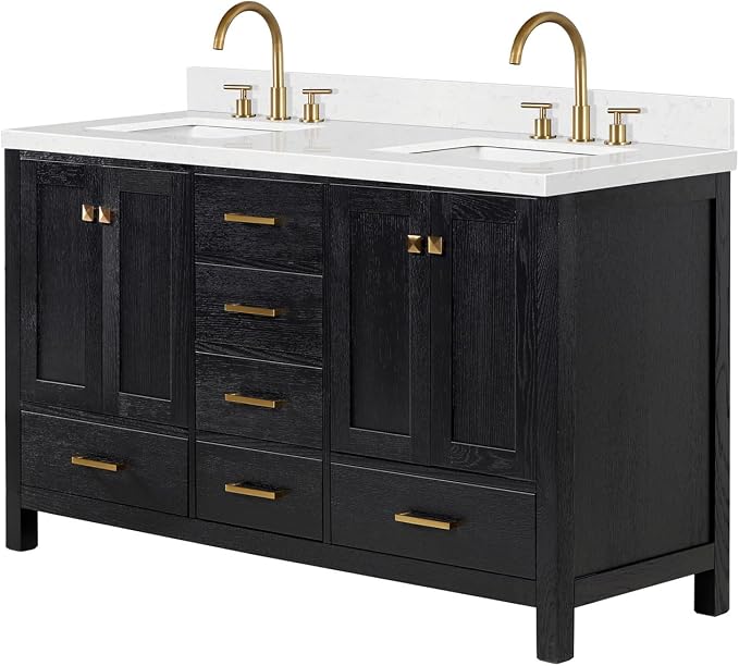 ARIEL Cambridge 60 Inch Double Rectangular Sink Bathroom Vanity - Image 4