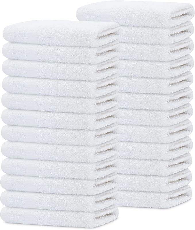 GOLD TEXTILES 120 Pack Economy White Washcloths Set - Image 7