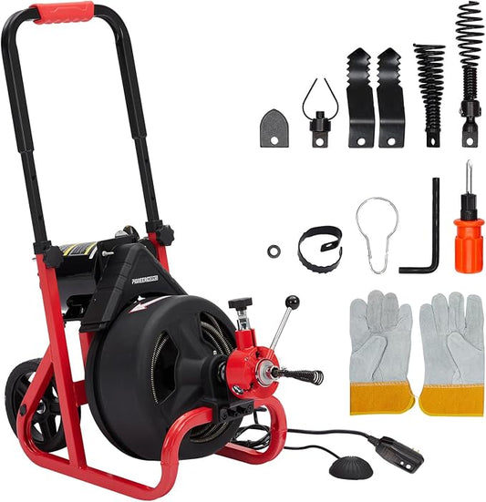 Heavy Duty Electric Drain Cleaner Machine, 75 Ft x 1/2 Inch Sewer Snake by Unknown