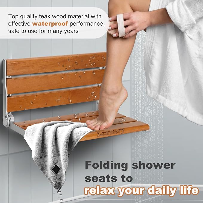 18" Wall Mount Shower Seat, Shower Bench Wall Mount - Image 6