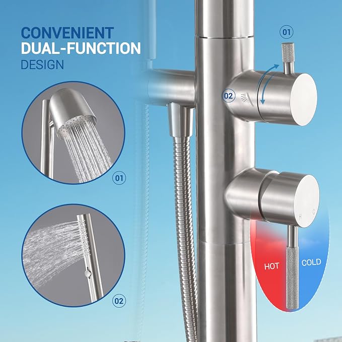 Freestanding Outdoor Shower Faucet Set, Outdoor Shower Kit - Image 5
