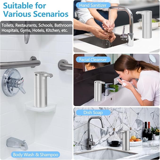YIKHOM Automatic Liquid Soap Dispenser, 15.37 oz Touchless Dish Dispenser - Image 6