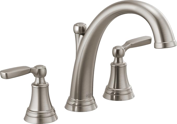 Delta Woodhurst Roman Tub Faucet, Brushed Nickel Deck Mount Bathtub Faucet by DeltaFaucet
