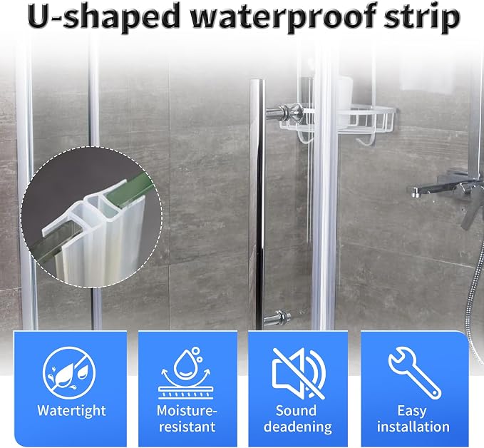 Shower Door Side Seal Strip, 39 Inch U-Type Frameless Shower Door Seal - Image 3