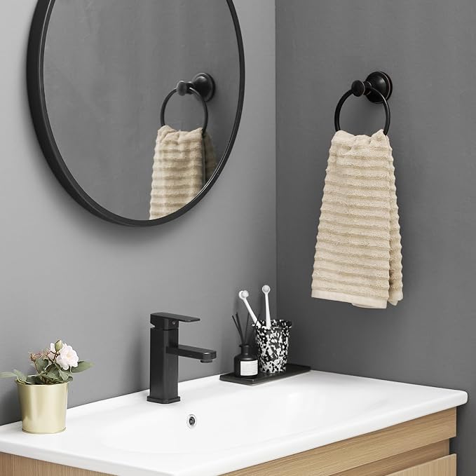 BESy Oil Rubbed Bronze Bathroom Hand Towel Ring Towel Holder, Rustproof Wall - Image 3