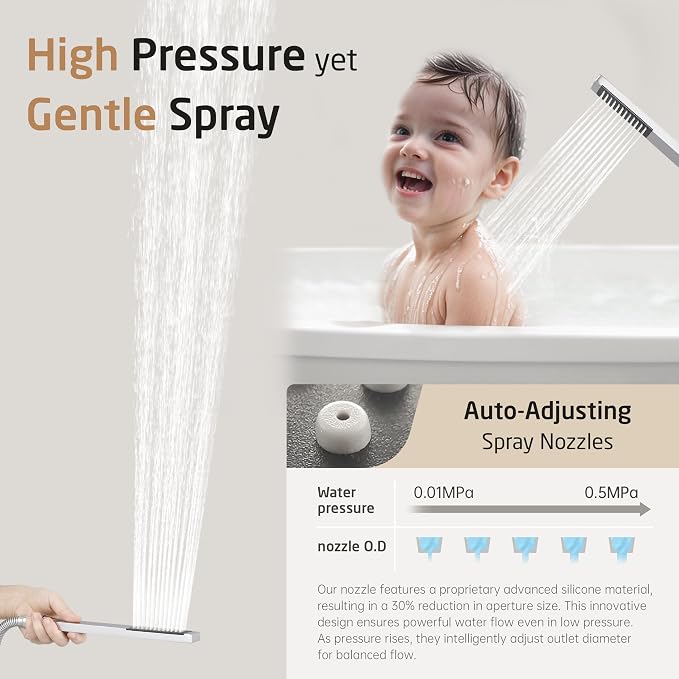 KES Chrome Shower System with Tub Spout Bath Shower Faucet Set 10 Inch Rain - Image 8