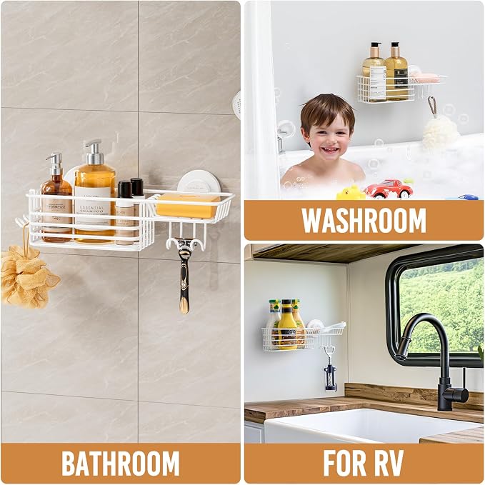 LEVERLOC Shower Caddy Suction Cup, Heavy Duty Bathroom Organizer - Image 6