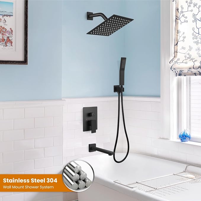 gotonovo Shower System with Tub Spout Wall Mounted Rain Shower Head and Handle - Image 2