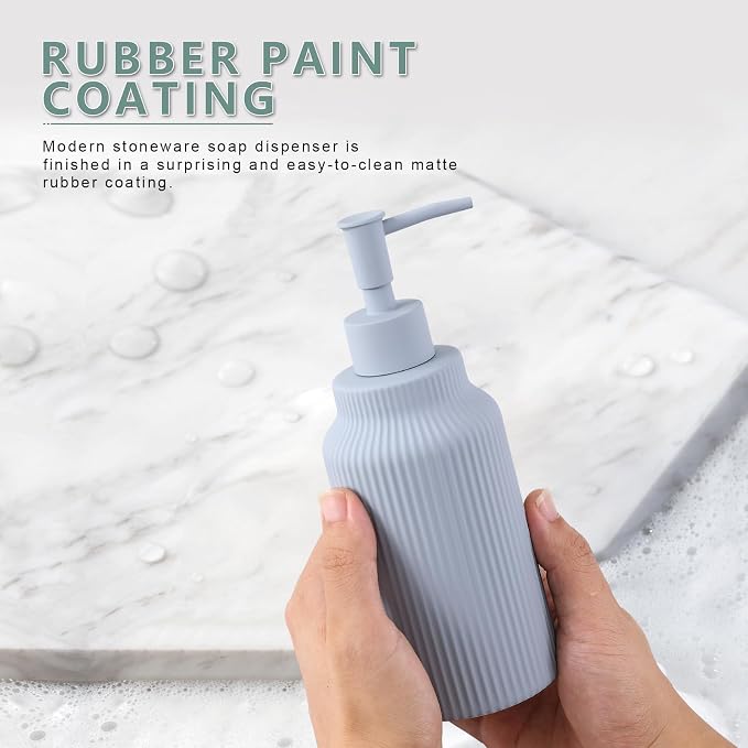 Modern Ceramic Soap Dispenser for Bathroom，14oz Ceramic Soft Touch Hand Lotion - Image 2