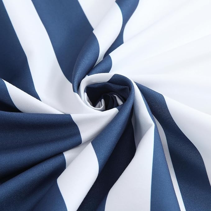 Blue and White Striped Shower Curtain 72x78 Inches, Waterproof Fabric - Image 2