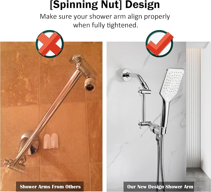 6 Inch Adjustable Shower Head Extension Arm, All-Metal Shower Arm Extender - Image 5