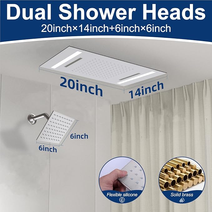 Dual Rain Shower Head Thermostatic Luxury Spa Shower System And Ceiling Mount - Image 3