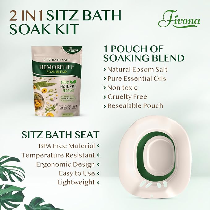 Fivona 2-in-1 Sitz Bath Soak Kit Over The Toilet Seat - Image 2