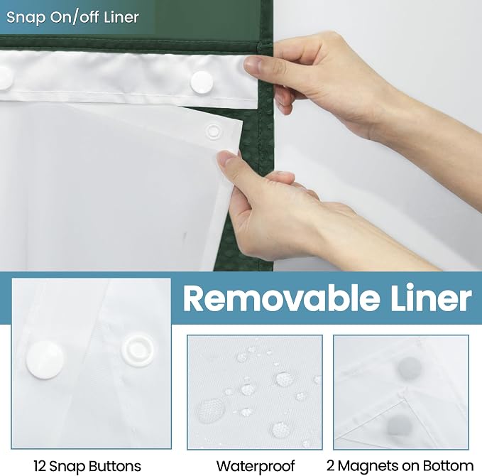 Dark Green Shower Curtain and Liner Set - Image 6