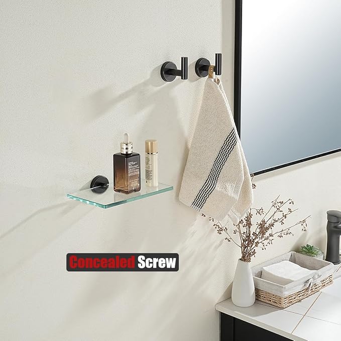 JQK Bathroom Glass Shelf Oil Rubbed Bronze, Tempered Glass Shower Storage 8 by - Image 5