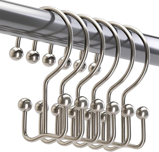Titanker Shower Curtain Hooks Nickel, Minimalist Simple Double Glide Shower by Titanker