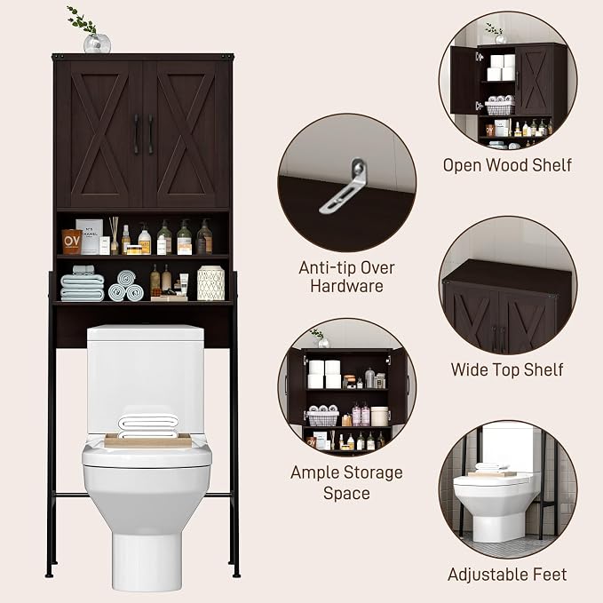 Vabches Over The Toilet Storage Cabinet, Farmhouse Over Toilet Storage Cabinet - Image 3
