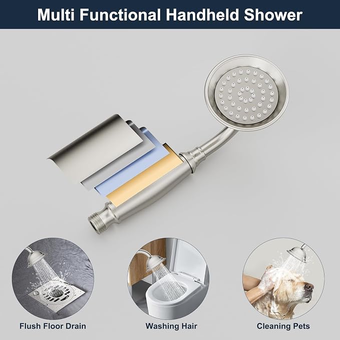 Brushed Nickel Bathtub Faucet Freestanding Tub Filler High Pressure Single - Image 7
