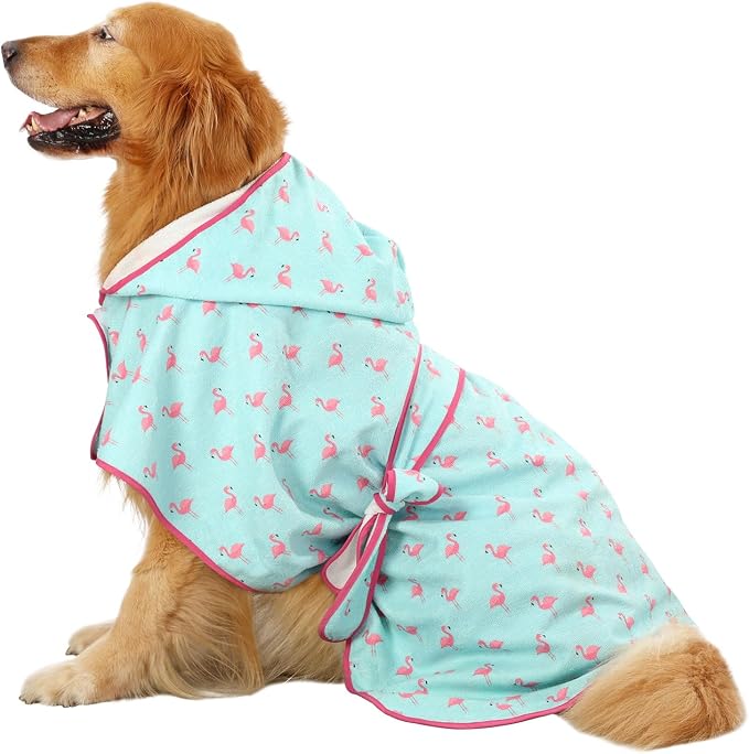 HDE Dog Bathrobe Super Absorbent Quick Drying Puppy Towel Wrap Coat Adjustable by HDE