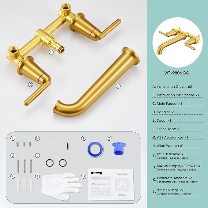 Wall Mount Tub Filler Long Spout Reach Faucet - Image 8