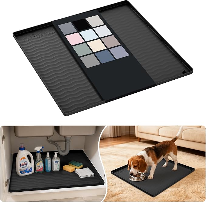 URMONA Waterproof Silicone Under Sink Mat 19'' x 19'' Shelf Liner by URMONA