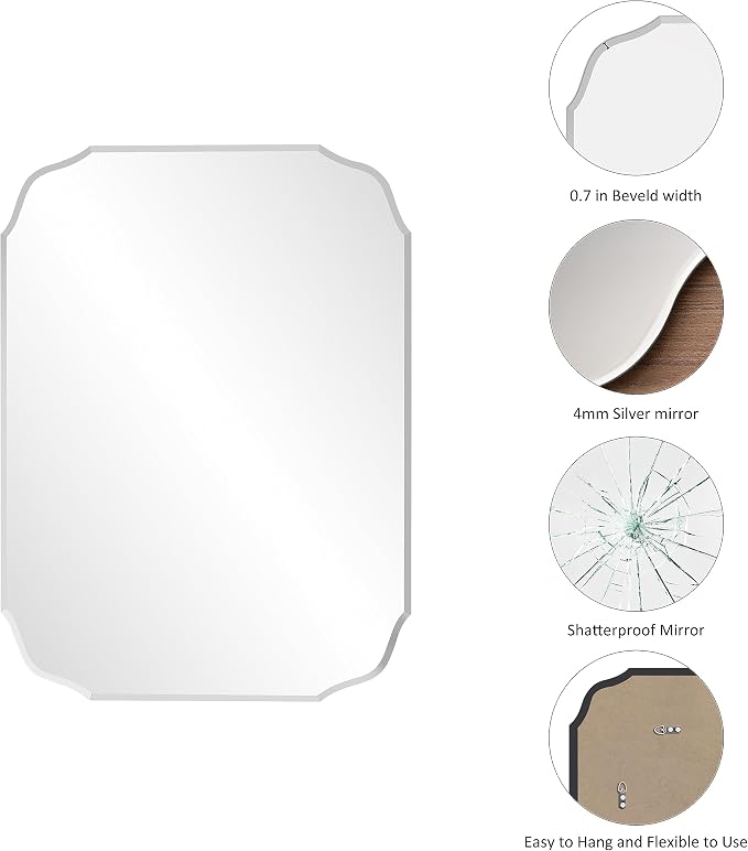 Silver Wall Mirror-Beveled Edge Frameless Mirror - Image 6