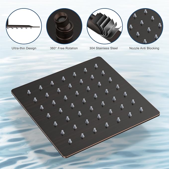 Shower Faucet Set, Ceiling Mount Shower System 12"+6" Dual Shower Head Set - Image 8