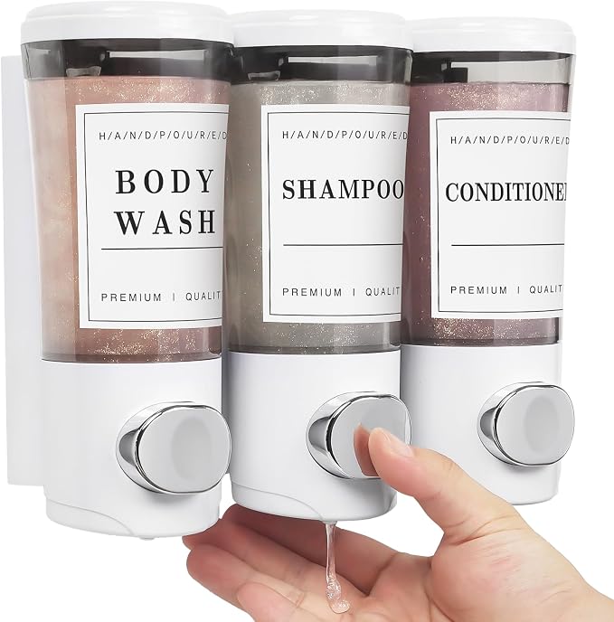 Shampoo and Conditioner Dispenser 450ml * 3, Shower Dispenser 3 Chamber No by Unknown