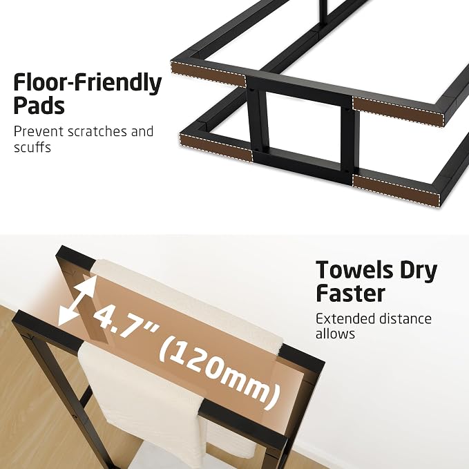 KES 42" H Bathroom Free Standing Towel Rack, Freestanding Floor Towel Rack - Image 7