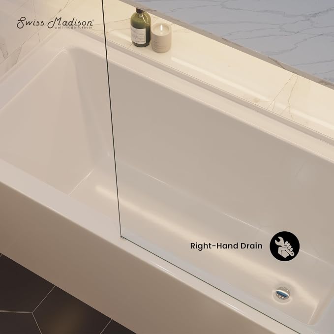Voltaire 60" X 30" Right-Hand Drain Alcove Bathtub - Image 4