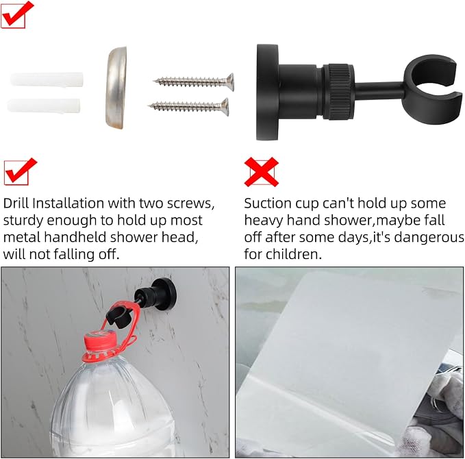 PHASAT Handheld Shower Head Holder Adjustable Solid Brass Handheld Shower Head - Image 3