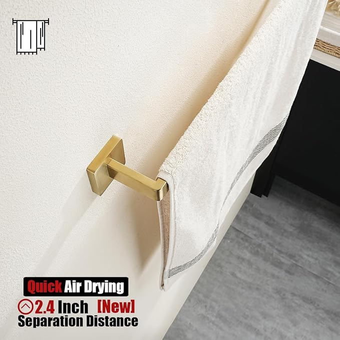 JQK Gold Towel Bar, Rounded Edges 14.41 Inch Towel Rack, 304 Stainless Steel - Image 3