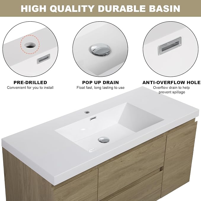 Floating Vanity Bathroom, 48 Inch Bathroom Vanity - Image 4