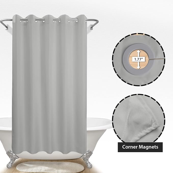 River Dream No Hook Grey Shower Curtain or Liner 78" Length - Image 5