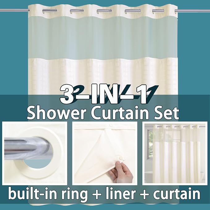 Conbo Mio Extra Wide No Hook Shower Curtain - Image 3
