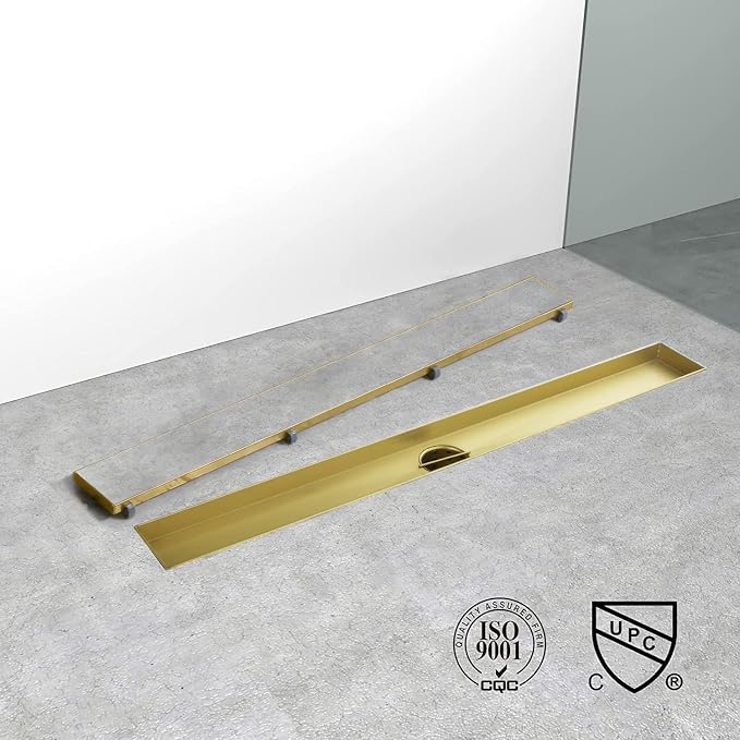 Linear Shower Drain, 36 inch Gold Drain - Image 4