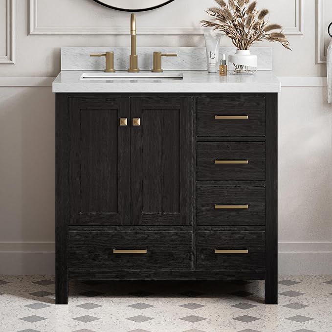 ARIEL Cambridge 37 Inch Single Rectangular Sink Bathroom Vanity by Ariel