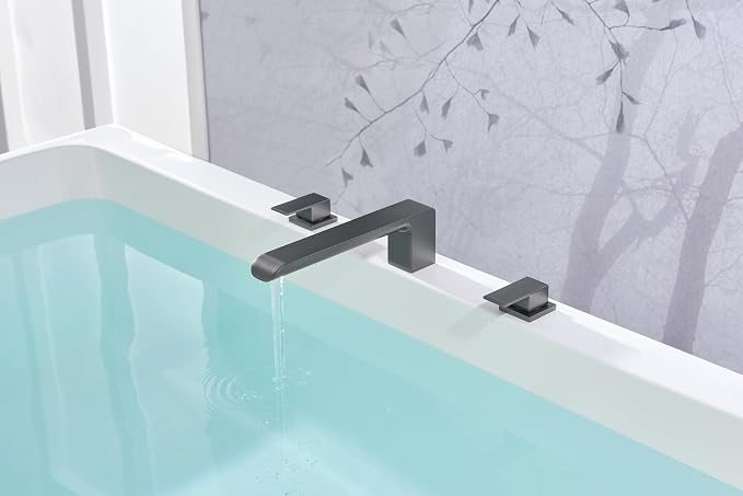SITGES Minimalist Square-Shaped Bathtub Faucet, 2-Handle Widespread Roman Tub - Image 2