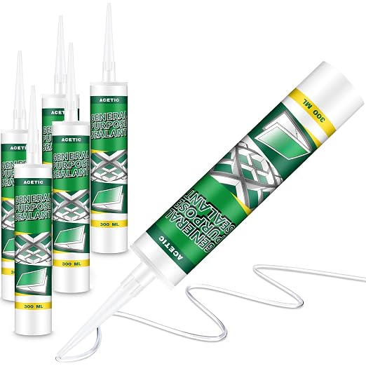 6 Pack Clear Silicone Sealant Caulk, 10.1 oz 100% Waterproof Silicone Sealant by Hohean