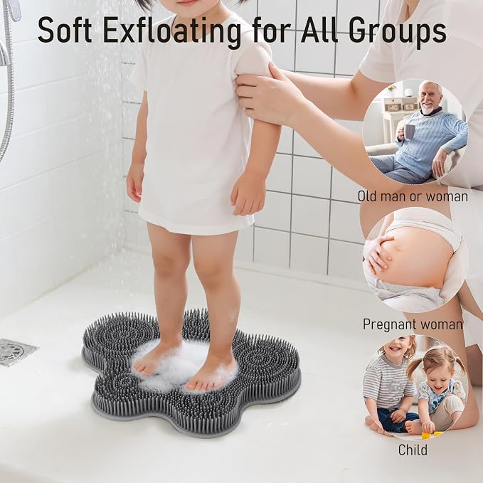 Shower Foot Scrubber Mat Silicone Back Exfoliating Cleaner, Feet Message Bath - Image 7