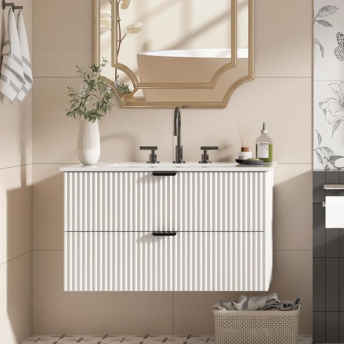 30" Bathroom Vanity with Sink Combo, Floating Vanity Bathroom Cabinet with - Image 9