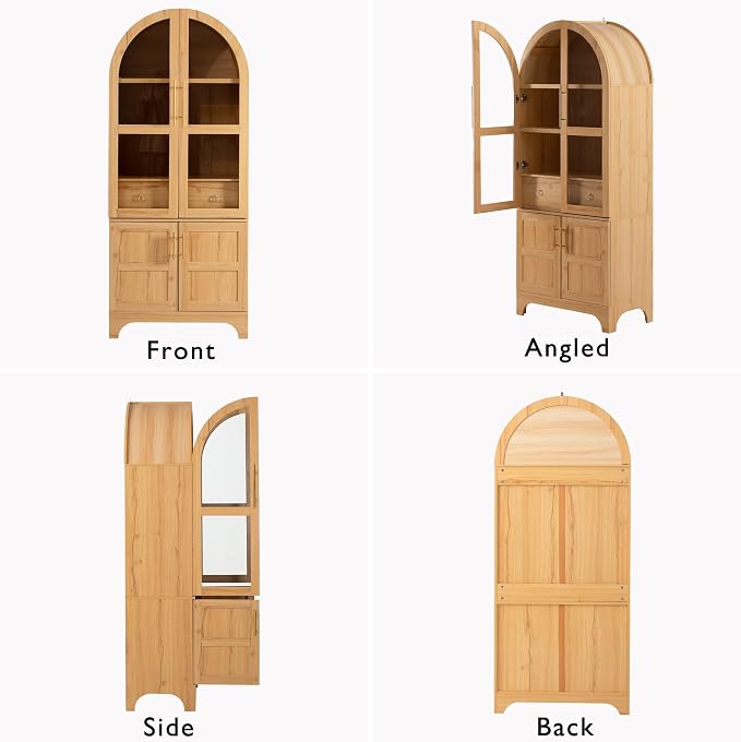 71" Tall Arched Kitchen Pantry, Mid-Century Pantry Cabinet - Image 3