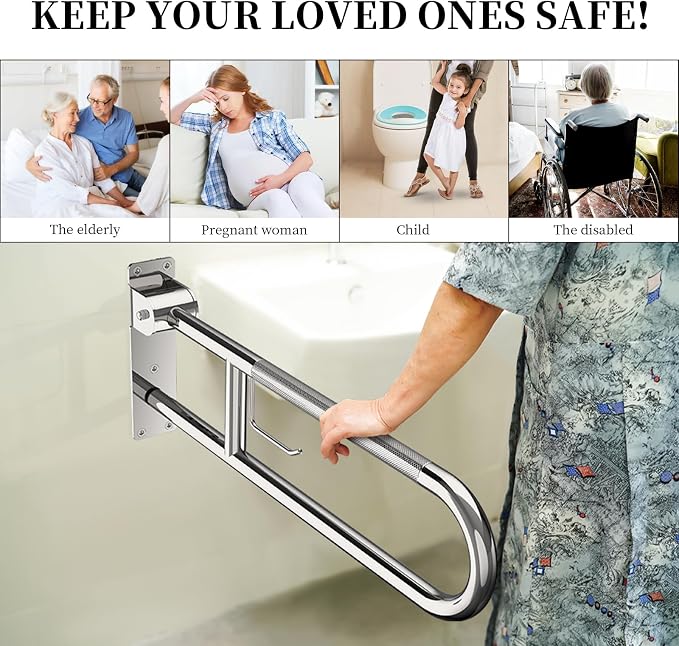 Toilet Grab Bar 30.3 Inch, YuanDe Flip Up Grab Bar - Image 7
