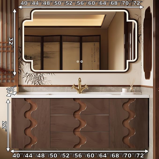 68 inch Bathroom Vanity with Sink – Modern Wall Mounted Bathroom Vanity Cabinet - Image 2