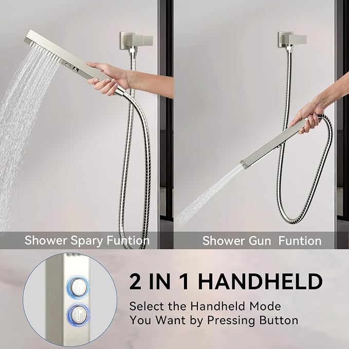 Shower System Dual Head，STARBATH 12+6" Rainfall Shower Head and Handheld Spray - Image 4