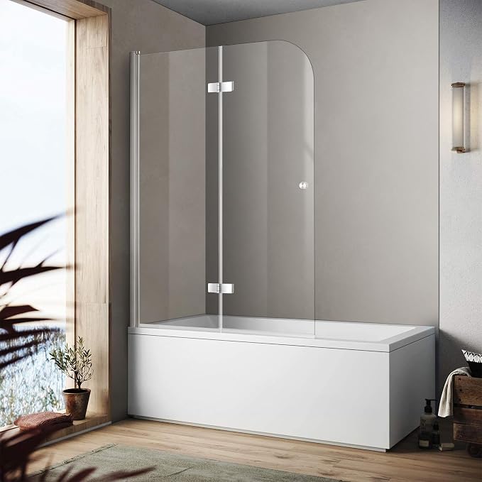 Bathroom Frameless Hinged Foldable Tub Door, Shower Glass Door 43 * 58” Shower - Image 9