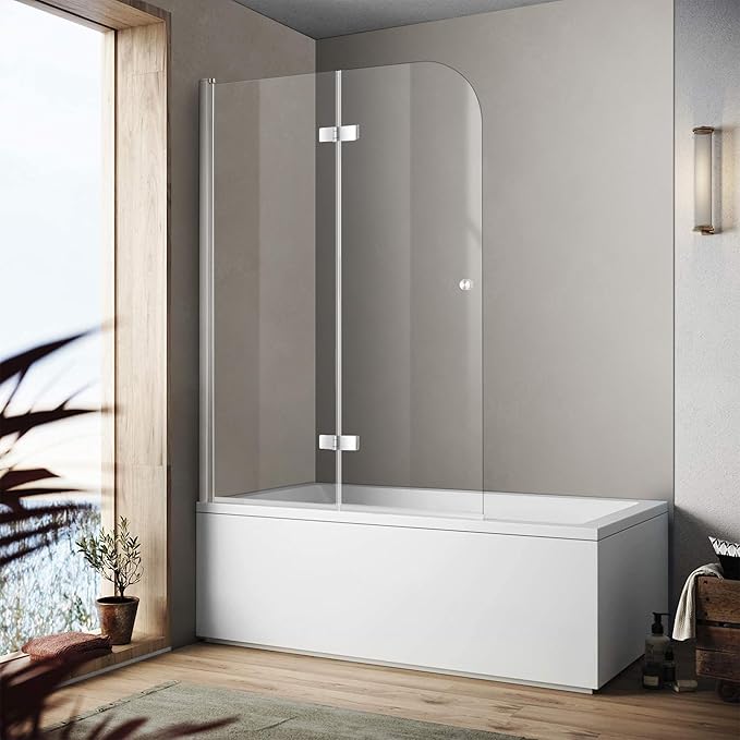 Bathroom Frameless Hinged Foldable Tub Door, Shower Glass Door 43 * 58” Shower by SHOWERBATHTUBDOORSDEVELOPER